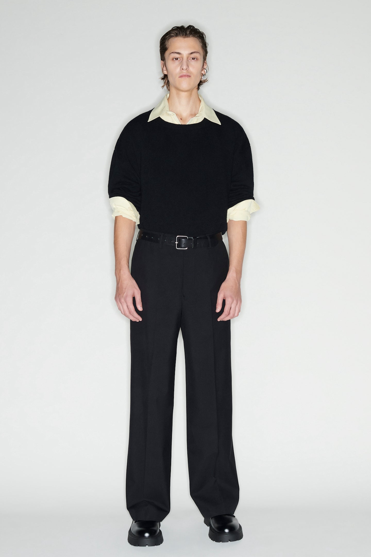 Trousers in viscose blend - Black | Benetton